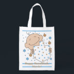 Hanukkah Baby Boy Tote Bag<br><div class="desc">Happy Baby Boy, white 2-sided bag. All design elements can be edited. All editable text can be deleted and replaced with your own message. Use your favourite font colour, size, and style. Happy Hanukkah/Chanukah! Style: Reusable Bag Go green and save the planet with our reusable grocery bag! Made with a...</div>