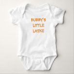 HANUKKAH BABY "BUBBY'S LITTLE LATKE" SHIRT<br><div class="desc">JEWISH GRANDMOTHERS LOVE THEIR GRANDCHILDREN AND LOVE TO FEED THEM.  WHAT A GREAT HANUKKAH GIFT FOR THE BABY OR TODDLERS.</div>