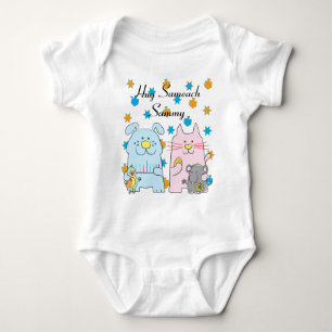 Hanukkah Baby Jersey Personalise "Hug Sameach" Baby Bodysuit