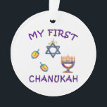 Hanukkah Baby Ornament<br><div class="desc">Celebrate baby's first Chanukah with personalised Hanukkah menorah,  dreidels and Jewish Star with adorable "My First Chanukah".</div>