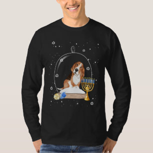 Hanukkah Basset Hound Dog Snow Globe Pajama T-Shirt