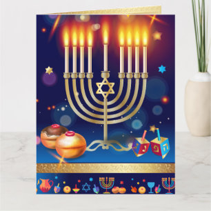Hanukkah Beautiful Gold Menorah Greeting Card
