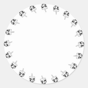 Hanukkah black and white Dreidel border blank cute Classic Round Sticker