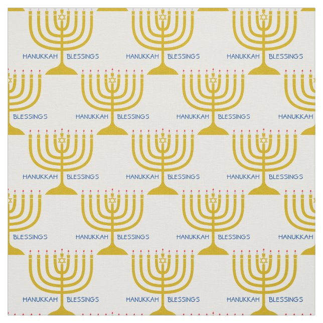 HANUKKAH BLESSINGS | Menorah Customisable Text Fabric (Swatch)