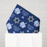 Hanukkah Blue Menorah Dreidel Pattern Chanukah Tissue Paper<br><div class="desc">Beautiful Hanukkah tissue paper in pretty blue with a cool pattern of Judaism star,  dreidel for fun Chanukah games,  and the Jewish menorah for the holiday.</div>
