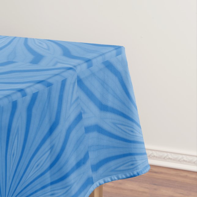 Hanukkah Blue Radial Streaks Fractal Tablecloth (In Situ)