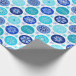 Hanukkah Blue Snowflakes Wrapping Paper<br><div class="desc">This Hanukkah wrapping paper has a pretty blue Snowflakes holiday Hanukkah pattern. This pattern has three sayings “Happy Hanukkah”, "Shine Bright" and “Joy & Peace” in beautiful scrolling serif font. There are 11 different snowflakes with 6 colours of blue. You can make the pattern on the wrapping paper smaller or...</div>