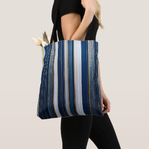 Hanukkah Blues Stripes Blue White Gold Tote Bag