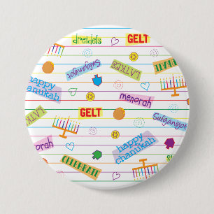 Hanukkah Button, Chanukah Party 7.5 Cm Round Badge