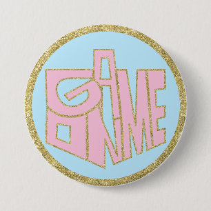 Hanukkah Button, Game ON Pink Dreidel 7.5 Cm Round Badge