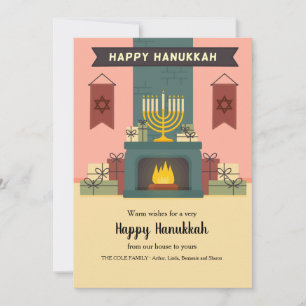 Hanukkah by the Fire Greeting Card
