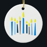 HANUKKAH CANDLES CERAMIC TREE DECORATION<br><div class="desc">This is a beautiful image for Happy Hanukkah. Use this design to give as a gift.</div>