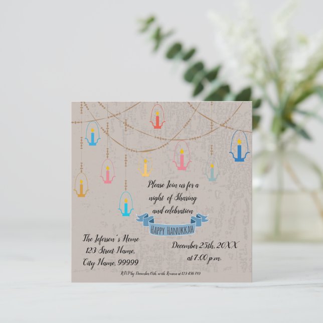 Hanukkah Candles Invitation (Standing Front)