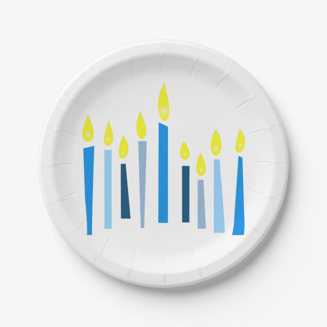Hanukkah Candles Paper Plate (Front)