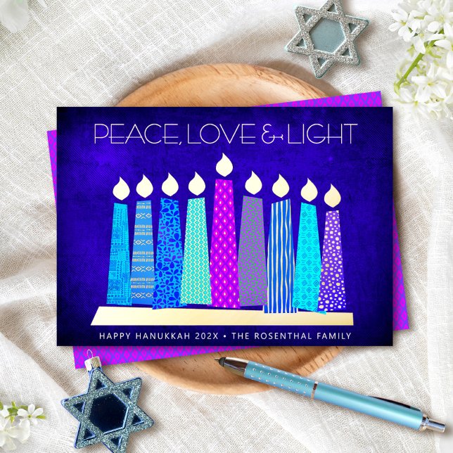 Hanukkah Candles Peace Love Light Blue Real Gold (Creator Uploaded)