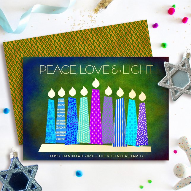 Hanukkah Candles Peace Love Light Green Real Gold (Creator Uploaded)