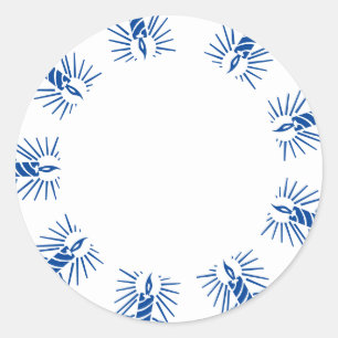 Hanukkah candles white and blue border blank cute classic round sticker