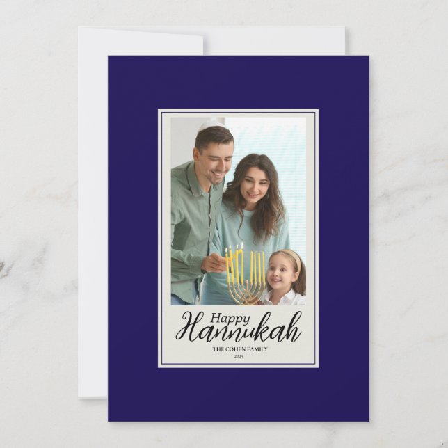 Hanukkah Card Family Photo Holiday Blessing (Front)