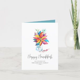 Hanukkah Cards Rustic Colourful Poinsettia