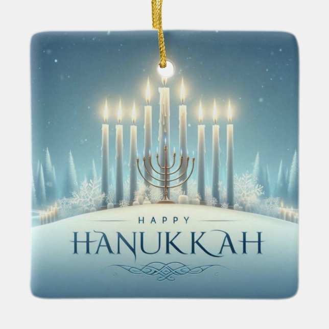 Hanukkah Ceramic Ornament (Front)