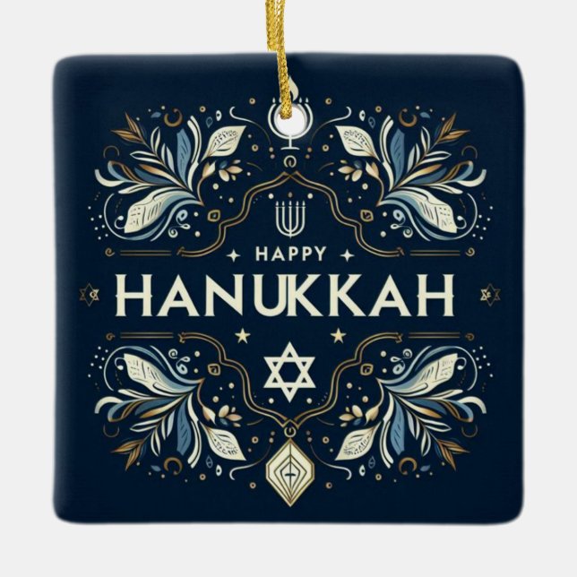 Hanukkah Ceramic Ornament (Front)