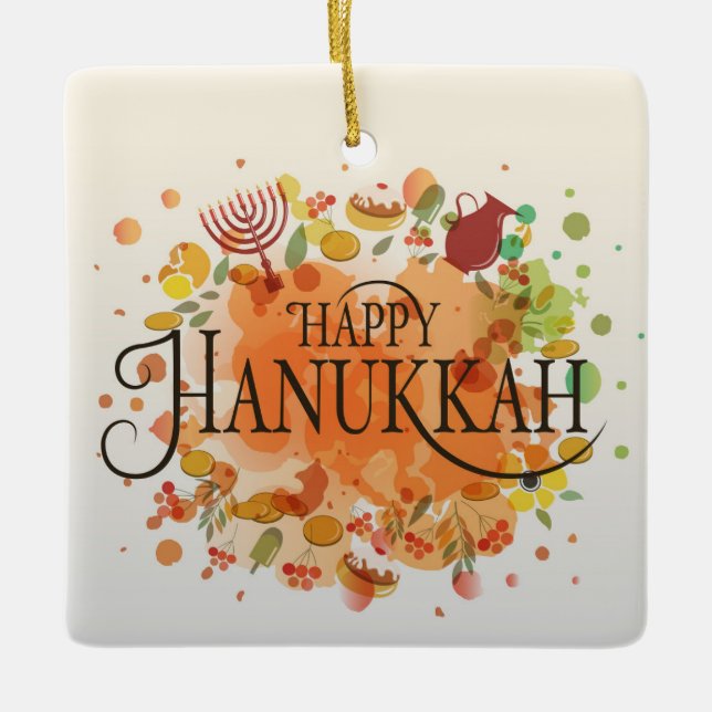 Hanukkah Ceramic Ornament (Front)