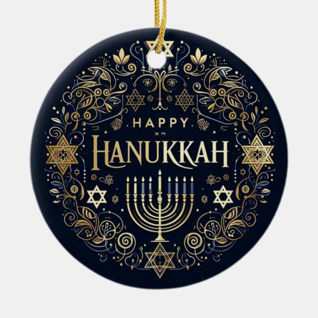 Hanukkah Ceramic Ornament (Front)