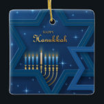 Hanukkah Ceramic Ornament<br><div class="desc">Hanukkah Ceramic Ornament
Jewish festival,  lasting eight days from the 25th day of Kislev (in December) and commemorating the rededication of the Temple in 165 BC by the Maccabees after its desecration by the Syrians. It is marked by the successive kindling of eight lights.</div>