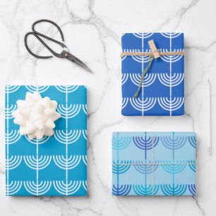 Hanukkah Chanukah Chanukkiah Menorah Pattern Wrapping Paper Sheet