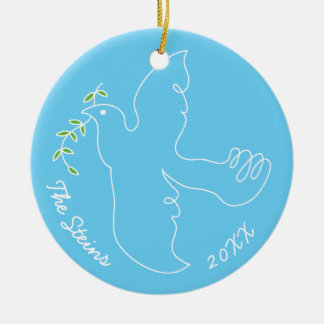 Hanukkah "Chanukah Dove" Circle Ornament