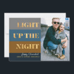 Hanukkah Chanukah Gold Light Up the Night Photo<br><div class="desc">Our Hanukkah / Chanukah Gold Light up The Night Holiday card is an elegant,  classy way to share your Hanukkah/ Chanukah wishes with friends,  family & clients!  With space for you to personalise with your name and Photo.  Enquiries? message us or email bestdresssedbread@gmail.com. Happy Chanukah!!</div>