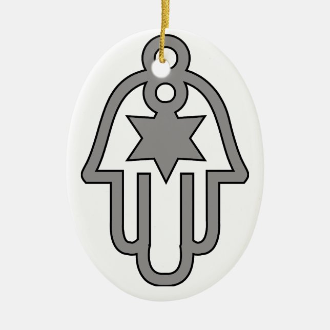 HANUKKAH CHANUKAH HAMSA GIFTS CERAMIC TREE DECORATION (Front)