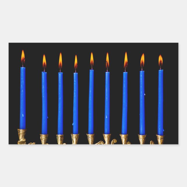 Hanukkah Chanukah Hanukah Hannukah Menorah Candles Rectangular Sticker (Front)