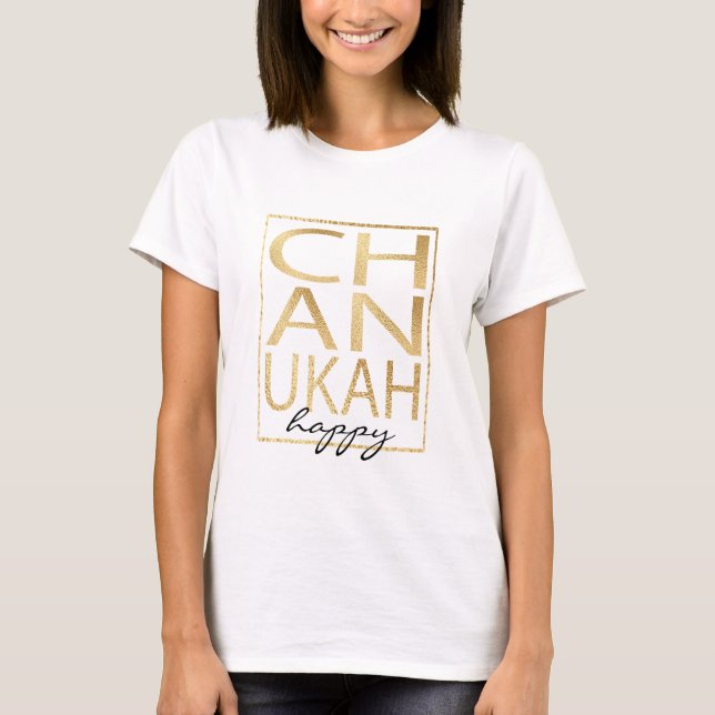 Hanukkah "Chanukah Happy Gold" Basic TShirt (Front)