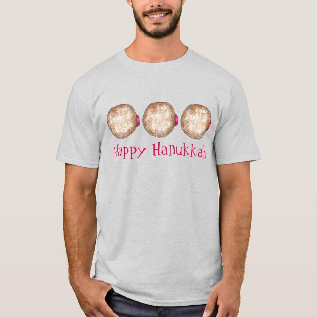 Hanukkah Chanukah Jewish Holidays Jelly Doughnut T-Shirt (Front)