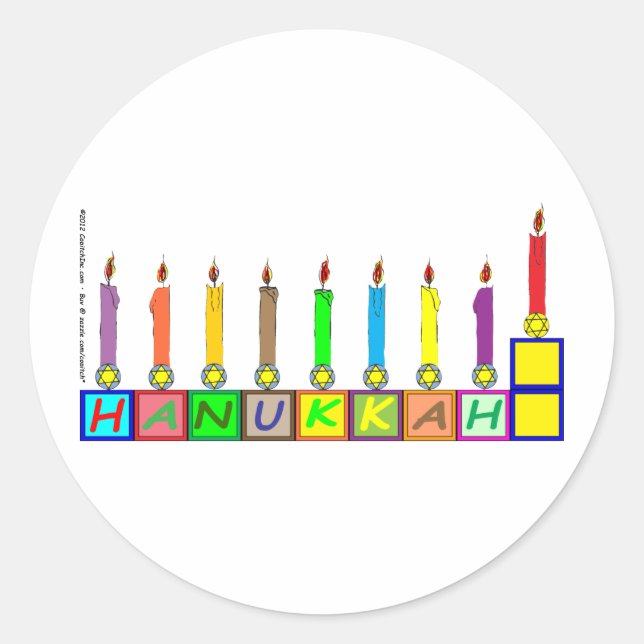 Hanukkah Children's blocks menorah Classic Round Sticker (Front)