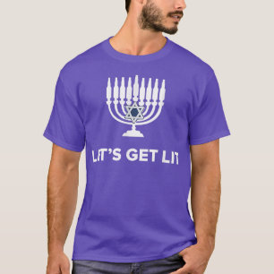 HANUKKAH CHRISTMAS  Let's get Lit Funny Jewish Tee