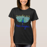 Hanukkah Christmas Peacock Menorah Chanukah T-Shirt<br><div class="desc">Hanukkah Christmas Peacock Menorah Chanukah Jewish Pyjamas Shirt. Perfect gift for your dad,  mum,  papa,  men,  women,  friend and family members on Thanksgiving Day,  Christmas Day,  Mothers Day,  Fathers Day,  4th of July,  1776 Independent day,  Veterans Day,  Halloween Day,  Patrick's Day</div>