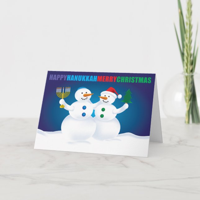 Hanukkah Christmas Snowmen Card (Front)