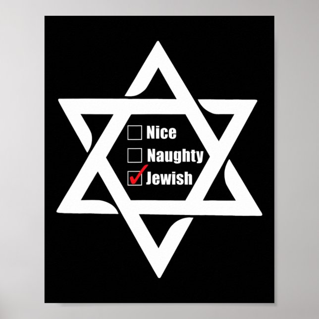 Hanukkah Christmas Star Of David Nice Naughty Jewi Poster (Front)
