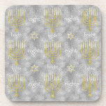 Hanukkah Coaster Personalise Elegant Menorahs<br><div class="desc">Personalise "Elegant Menorahs" Coasters Great host/hostess gift! Thanks for stopping and shopping by. Much appreciated. Happy Chanukah/Hanukkah! Style: Hard Plastic coasters with cork back - set of 6 Decorate your home with custom coasters! Made with high-gloss plastic and a non-skid cork backing, these coasters display your photos and designs with...</div>