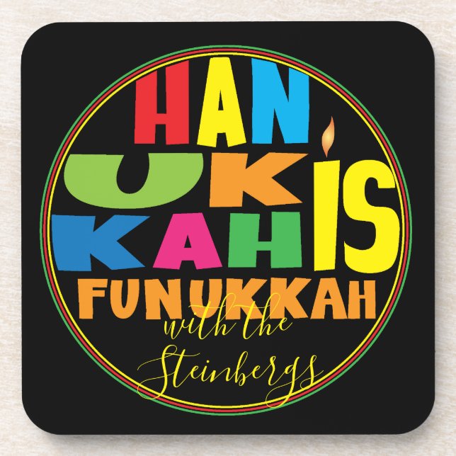 Hanukkah Coaster Personalise Hanukkah is Funukkah (Front)
