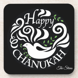 Hanukkah Coaster Personalise Happy Chanukah Dove