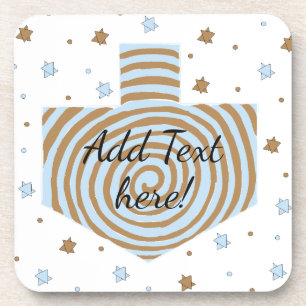Hanukkah Coasters Blue & Brown Dreidel & Stars