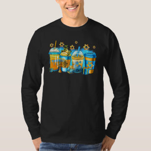 Hanukkah Coffee Cups Jewish Latte Dreidel Menorah T-Shirt