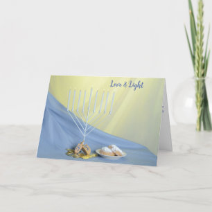 Hanukkah Coins Dreidel Doughnut White Menorah Holiday Card