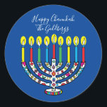Hanukkah Colourful Menorah Hanukiah Classic Round Sticker<br><div class="desc">Colourful, Happy Chanukah, Hanukiah Stickers Round. Have fun using these stickers as cake toppers, gift tags, envelope seals, favour bag closures, or whatever rocks your festivities! Personalise by deleting text and adding your own words, using your favourite font style, size, and colour. Background colour can be changed out, too! Thanks...</div>