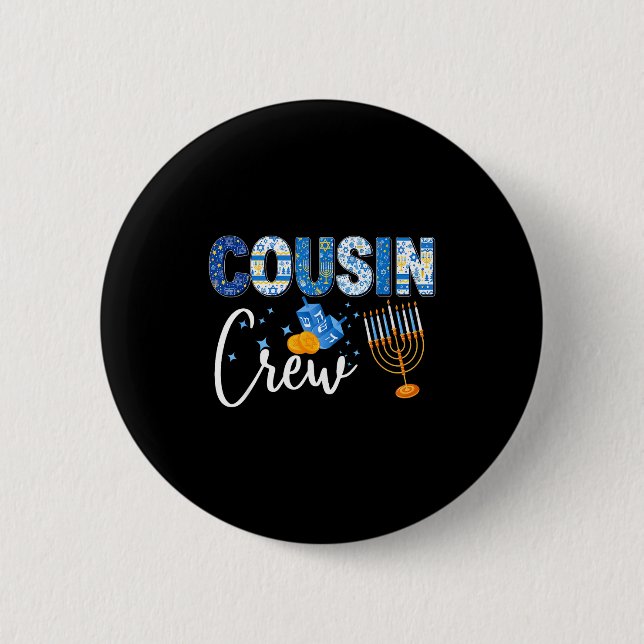 Hanukkah Cousin Crew Matching Family Christmas Paj 6 Cm Round Badge (Front)