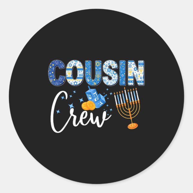 Hanukkah Cousin Crew Matching Family Christmas Paj Classic Round Sticker (Front)