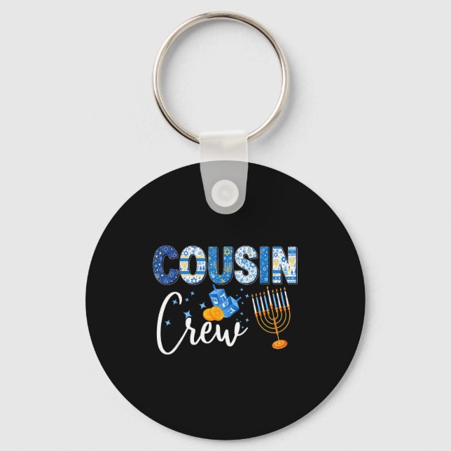 Hanukkah Cousin Crew Matching Family Christmas Paj Key Ring (Front)